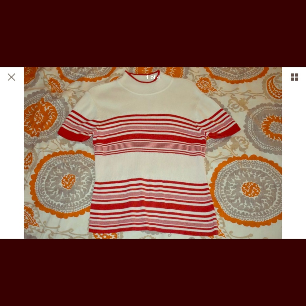 Liz Claiborne Size L Red and White Striped Top